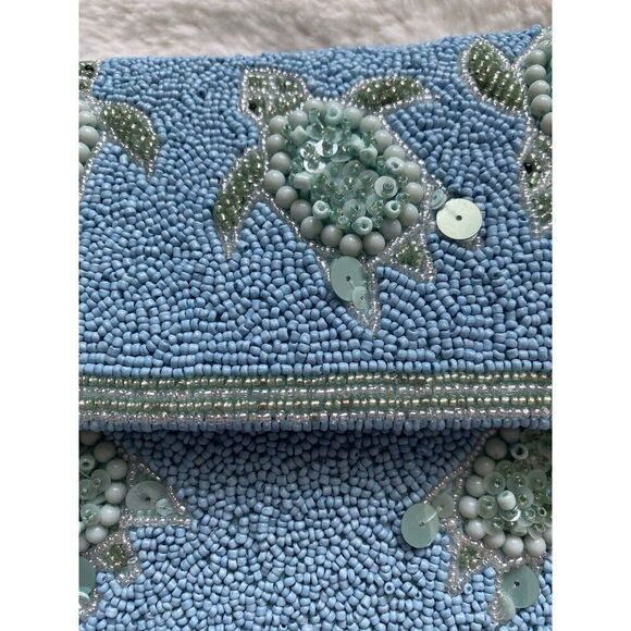 Handcrafted In India Sea Turtle Beaded Shoulder Bag Blue Green Aqua Viral NEW - Picture 13 of 16